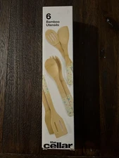 Bamboo Kitchen Utensil Set 6 Piece Wooden Cooking Spoons Spatula Turner NEW