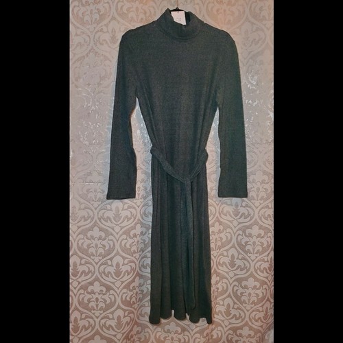 Zara Gray Belted Turtleneck Sweater 