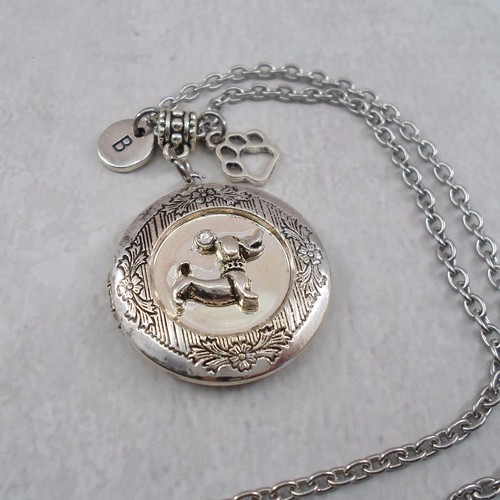 I Love My Dachshund Locket with Paw and Letter Charms, Dog Lover Gift - Picture 6 of 11