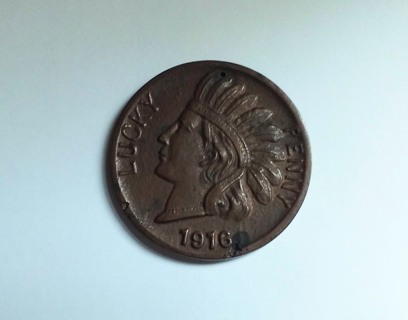 Vintage Large Souvenir Lucky Native Indian Chief Head Penny New York City 1916