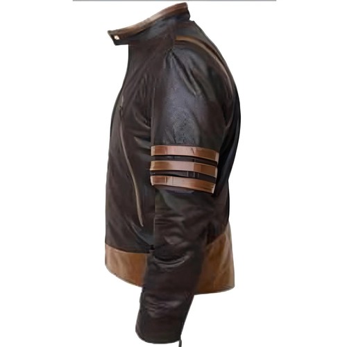 X Men Wolverine Striped Leather Jacket – Huge Jackman Wolverine Logan Jacket - Picture 3 of 4