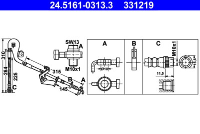 ATE 24.5161-0313.3 brake pants for Citroen, Peugeot