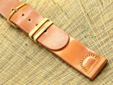 Vintage NOS Unused Brown Leather w Gold Tone Buckle 16mm Watch Band