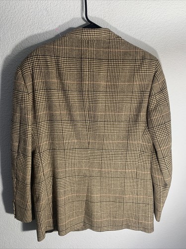Vintage Polo Ralph Lauren Blazer Mens 40R Brown Tweed Union Made USA Herringbone - Picture 9 of 9