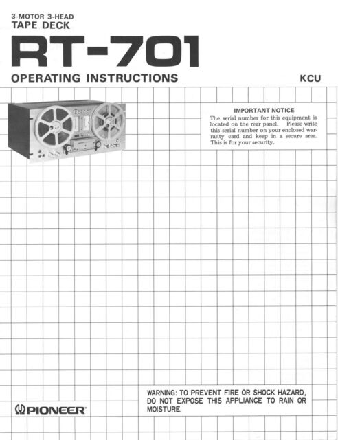 Operating Instructions for Pioneer RT-701