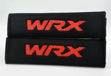 2 pcs (1 PAIR) WRX Embroidery Seat Belt Cover Shoulder Pads (Red on Black pads)