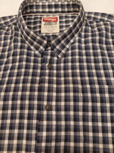 Wrangler Jeans Co Shirt 3XL Men's True Fit Western Long Sleeve Blue Plaid NEW