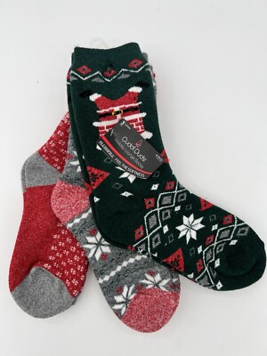 CUDDL DUDS Ladies Holiday Plush Fill One Size 4-10 Sock 3-Pack