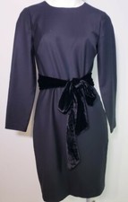 J.CREW Women's Day-To-Night Black Wool Velvet Belt 3/4 Sleeve Dress! Size 2