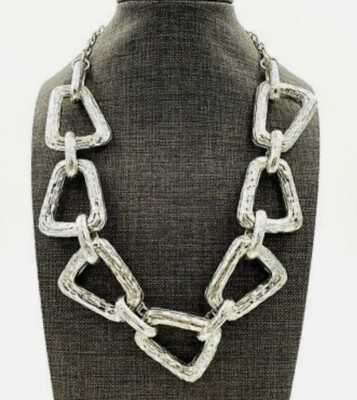 Karine Sultan Silver Plated Hammered Links Chunky Necklace