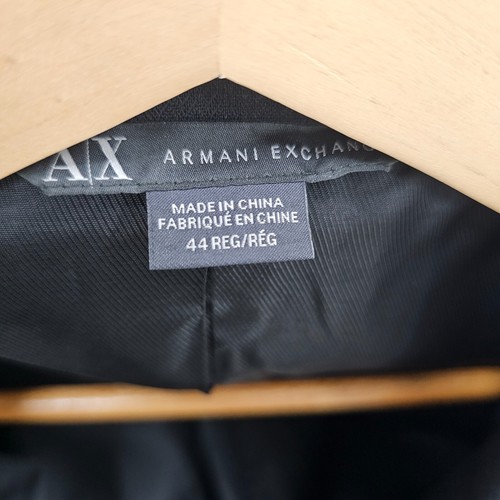 Armani Exchange 44R Black Sport Coat Blazer Jacket Solid 2B Polyester - Picture 10 of 10