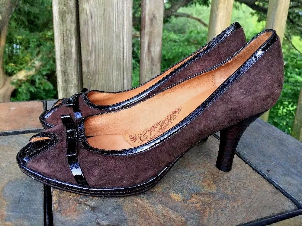 SALE @ SOFFT Söfft Black & Brown Pumps High Heels Peep Shoes Womens Sz 7.5  ❤️b1