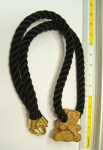 Pendentif avec Ours en Peluche En Pierre Dure Naturel Et Ras-Du-Cou En Cordon - Picture 2 of 3