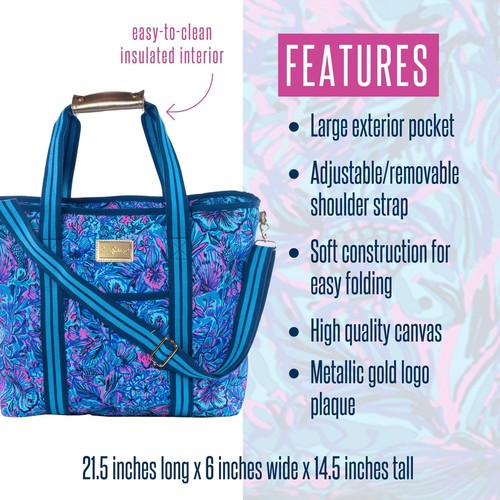 Lilly Pulitzer blaue Picknick- und Strandkühlbox, Isoliertasche mit verstellbarem Sh... - Bild 3 von 5