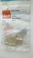 2 x 1" (25mm) Brass Plated Light Butt Hinge 8 screws - Cupboard Cabinet Door