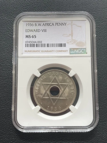 British West Africa 1936 1p One Penny - Edward VIII - NGC graded MS65