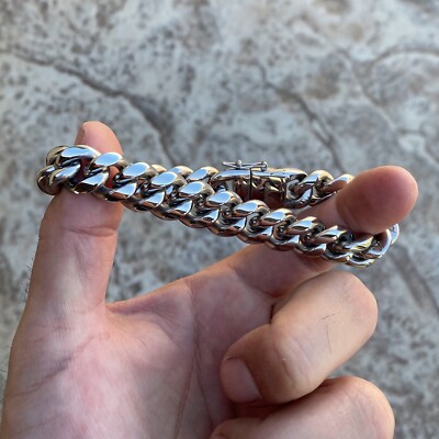 MISWOYI Men's Cuban Link Bracelet - 9mm Width, 9 Inch, 316L Stainless Steel, Waterproof - View #13