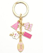 Coach 61903 Girly Football Mix Pink Key Ring Key Chain KeyFob Bag Charm NEW