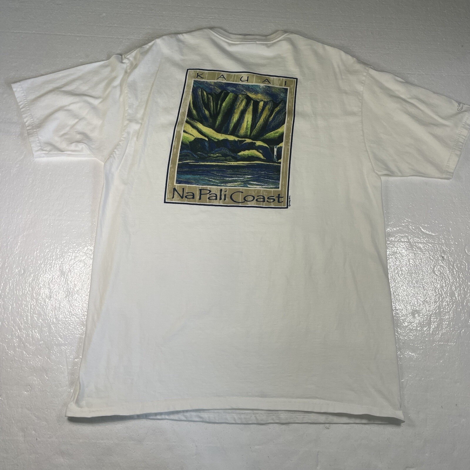 Vintage HAWAII CRAZY SHIRTS KAUAI NAPALI Sleeve TEE T SHIRT Mens L