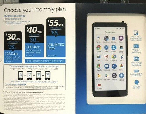 AT&T Prepaid AT&T RADIANT Core 16GB Prepaid Smartphone 5.5 Display Dark Grey - Picture 4 of 4