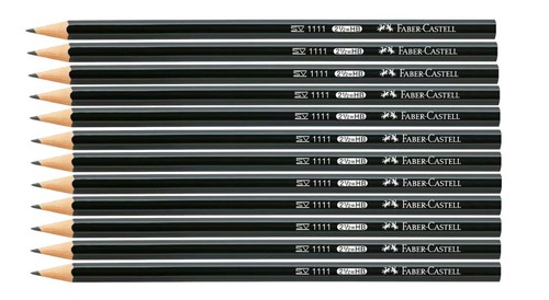 12 Bleistifte FABER-CASTELL 1111 Stärke HB schwarz sechskant bruchfeste Mine - Bild 1 von 3