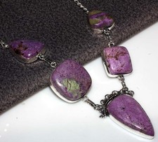 925 Silver Plated Purpurite Necklace 18" Special Edition Design JW