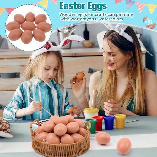 Gresorth 9pcs Fake Wooden Eggs Artificial Easter Toy Decoration Brown - Picture 4 of 10