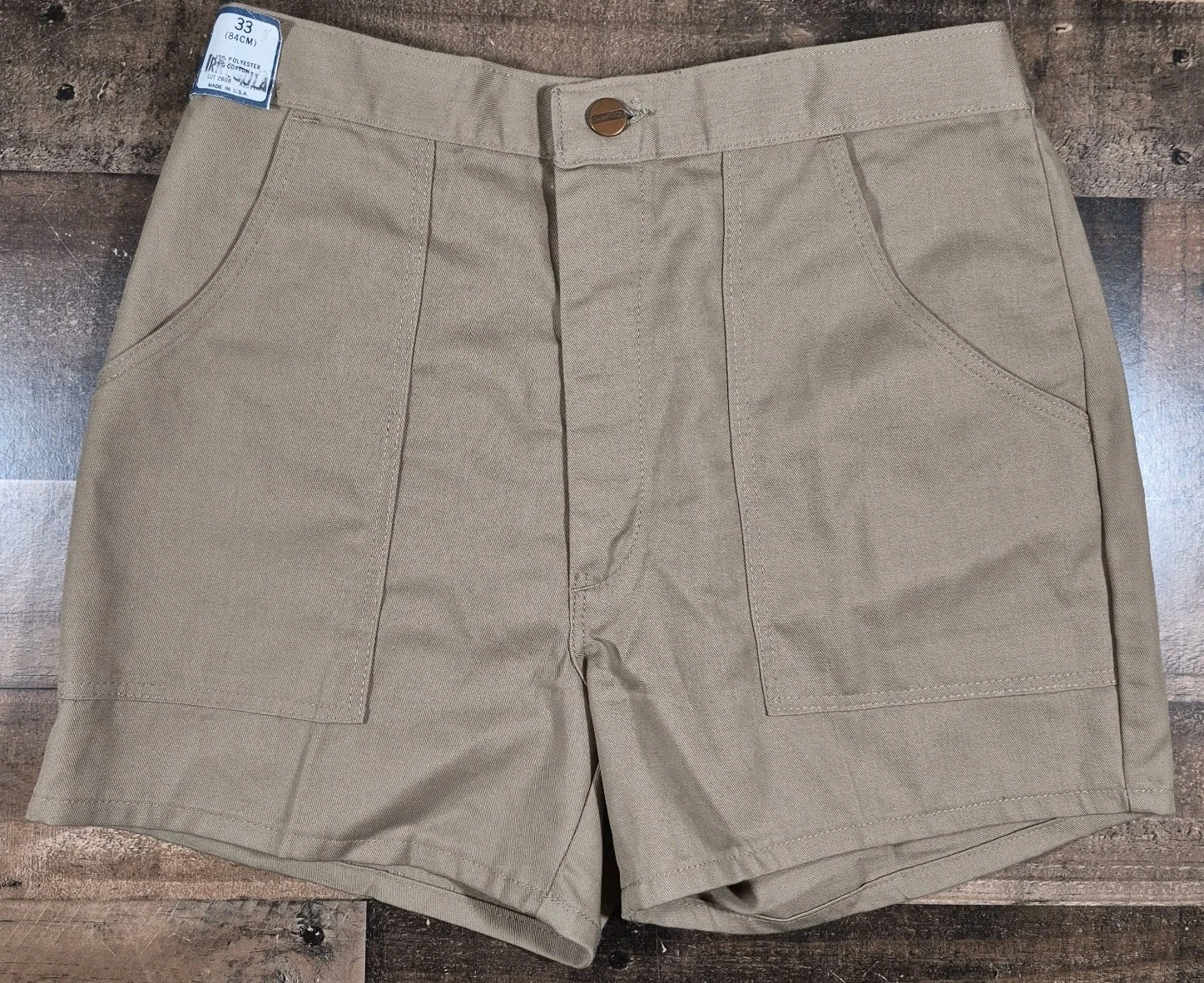 Vintage 70s High Waisted Shorts Mens 28 Beige 3" Inseam Fishing Maverick New USA