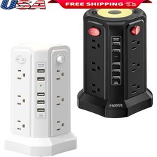 Surge Protector Power Strip Tower 12 AC Outlets 5 USB Ports 10FT Extension Cord