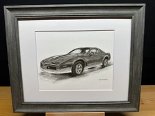 Drawing of 1984 Pontiac Firebird Trans Am One Car Graphite Pencil Sketch Picture