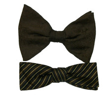 2 Vintage Royal Rust Clip On Bow Ties Resistant - Brown Brown Stripes