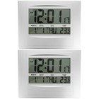  2pcs Indoor Digital Thermometer with Kickstand Accurate Calendar Clock for Home