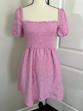 J. Crew Pink Smocked Square Neck Mini Dress Size Small