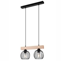 Schwarze Pendelleuchte Metall Holz Modern Chania Lampe Esstisch Wohnzimmer