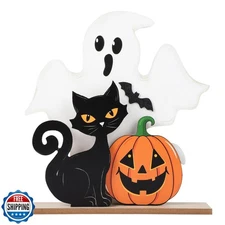Halloween Decorations Indoor Wooden Black Cat Halloween Decor Ghost Table Sig