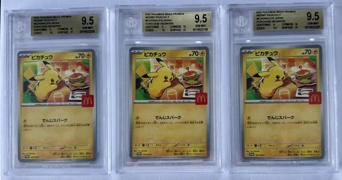 (3) 2025 Pokemon Promos McDonald's Incentive Pikachu #020MP BGS 9.5 GEM MINT