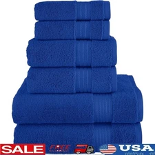 Turkish Cotton Towel Set 6pc Quick Dry Luxury Bath Hand Washcloths Soft Fluffy