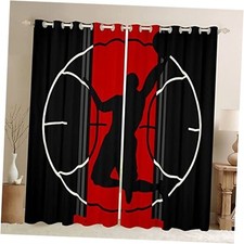 Basketball Curtains,Sports Games Window 42"W x 63"L Pack of 2 Ball 05