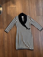 Calvin Klein Houndstooth Knit Sweater Dress - Size S Black And White