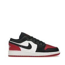 Air Jordan 1 Low Big Kids' Shoes Red Black White 553560-161 GS Leather Sneakers