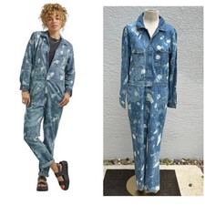 Lee Union-Alls Women's Coverall Denim Splatter Great Fog Pockets Blue Sz M