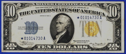 1934 A💲10 S/C NORTH AFRICA 🌟 STAR NOTE 🌟 Fr-2309* PCGS 35 - Picture 3 of 5
