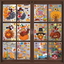 350pc Thanksgiving Window Clings Fall Window Stickers Decor for Offices Autum...