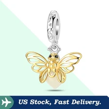 KUNSIR 925 Sterling Silver Glow in the Dark Firefly Charm For Bracelet Pendant