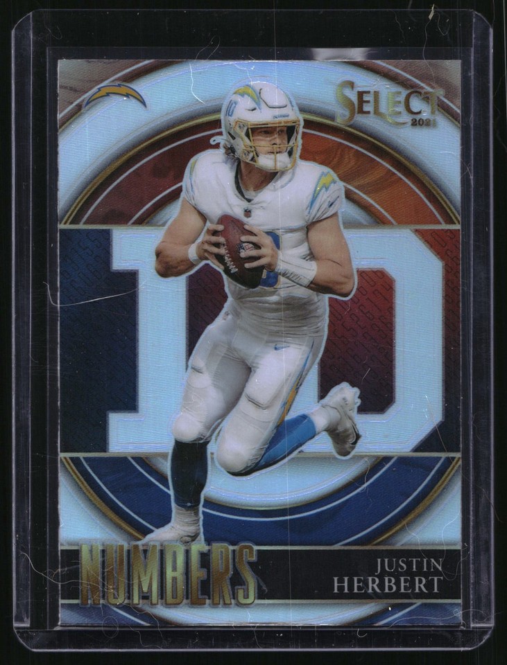 2021 Panini Select Numbers #SN-4 Justin Herbert Prizm Chargers