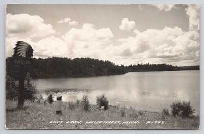 RPPC Sun Lake Watersmeet Michigan MI P1349 Real Photo c1949 Postcard