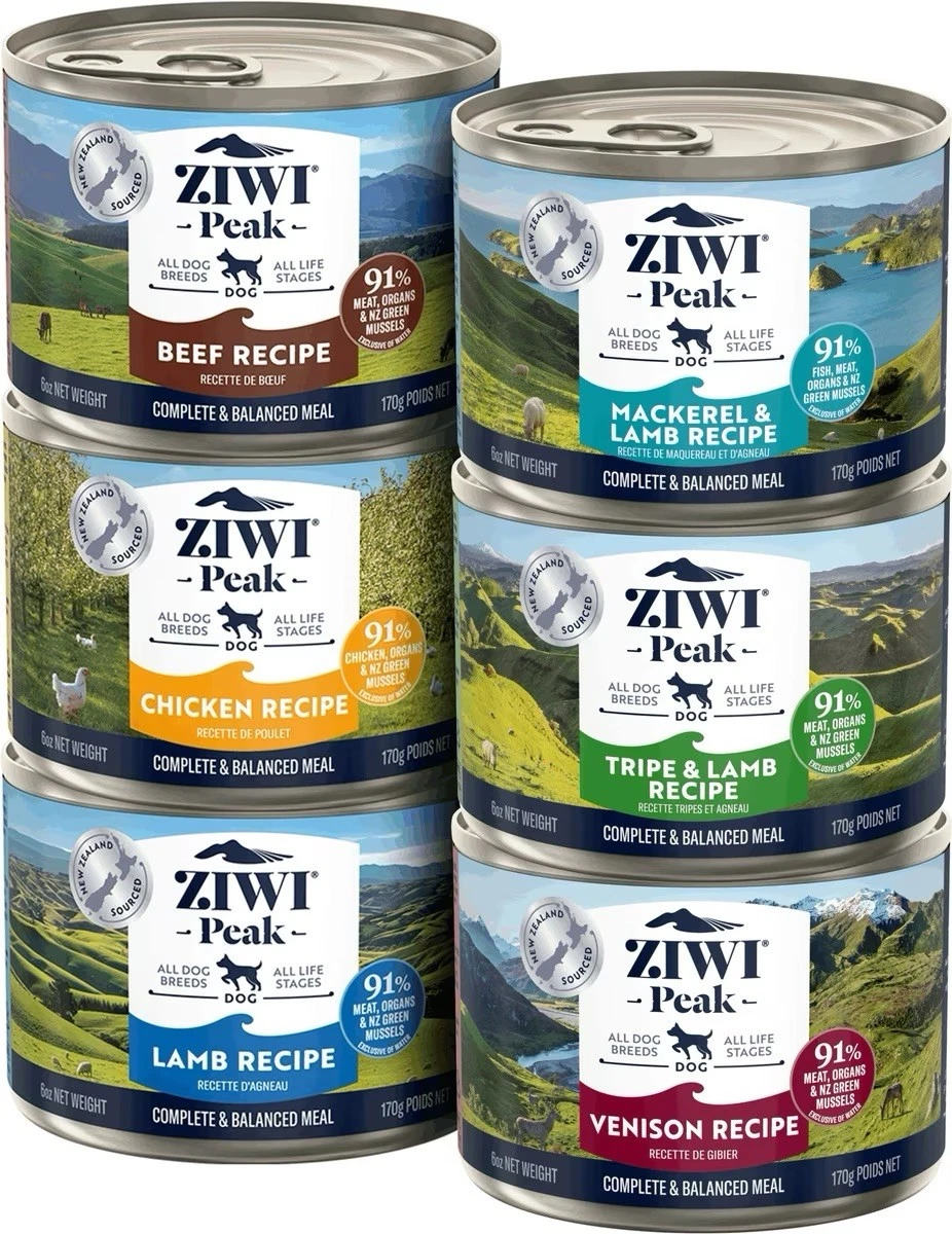 Ziwi Peak Wet Dog Food Variety Pack, 6 Different Flavors Of 6oz Cans