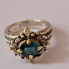 Barbara Bixby  925 Sterling  & 18k t London Blue Topaz Ring Size 8