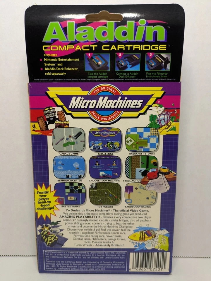 Micro Machines (Nintendo NES, Aladdin Cartridge, 1992) - Brand New - Image 2 of 4