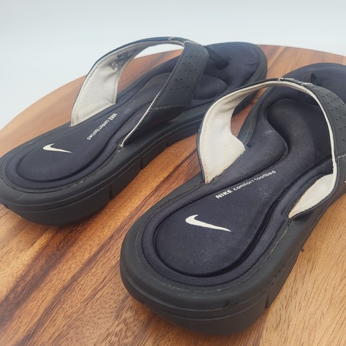 Sz 10 Wmns Nike Comfort Cushioned Footbed Flip Flops Thong Sandals Black 364925- - Picture 14 of 18
